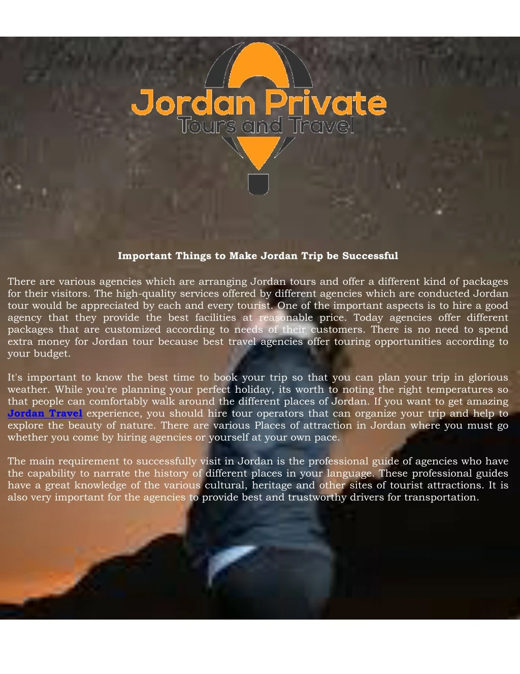 important things to make jordan trip be successful