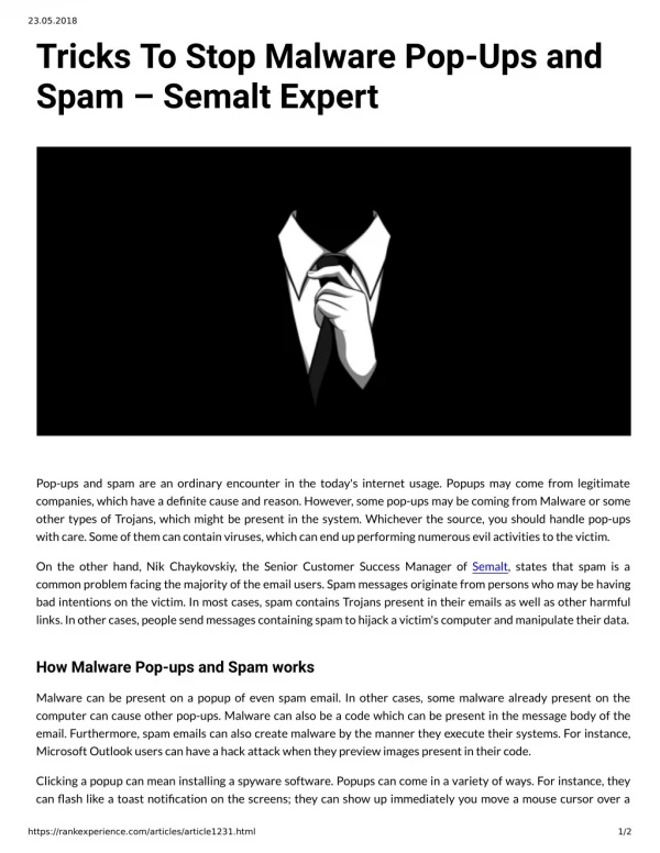 Tricks To Stop Malware Pop-Ups and Spam – Semalt Expert