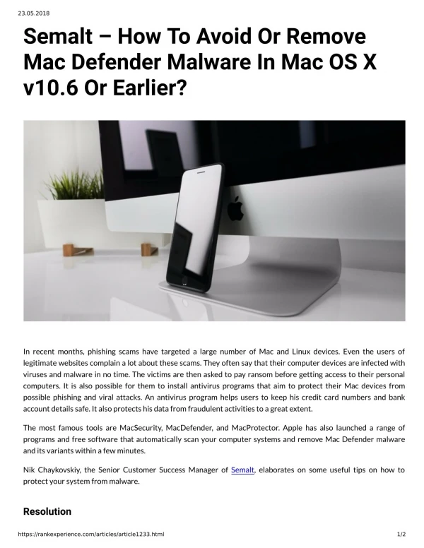 Semalt – How To Avoid Or Remove Mac Defender Malware In Mac OS X v10.6 Or Earlier?
