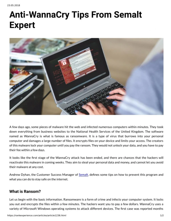Anti-WannaCry Tips From Semalt Expert