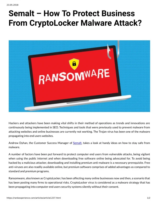 Semalt – How To Protect Business From CryptoLocker Malware Attack?