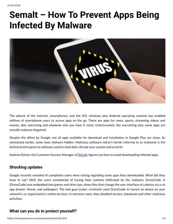 Semalt – How To Prevent Apps Being Infected By Malware