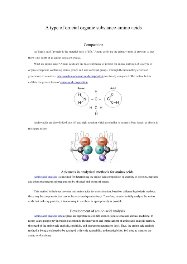 A type of crucial organic substance-amino acids