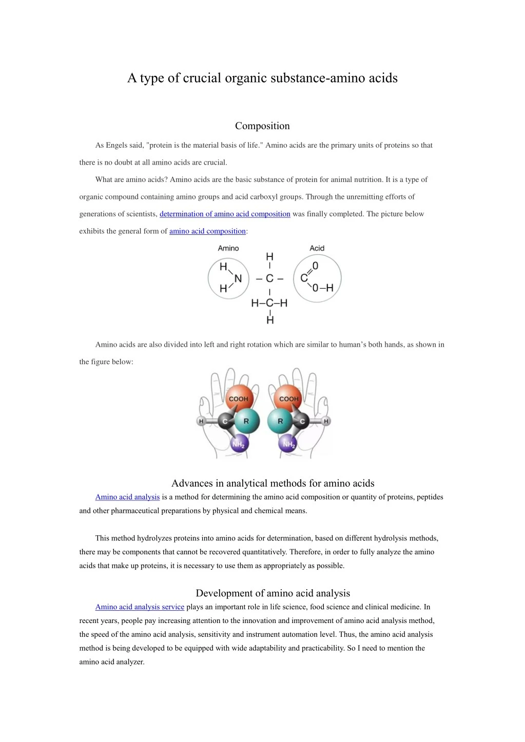 a type of crucial organic substance amino acids