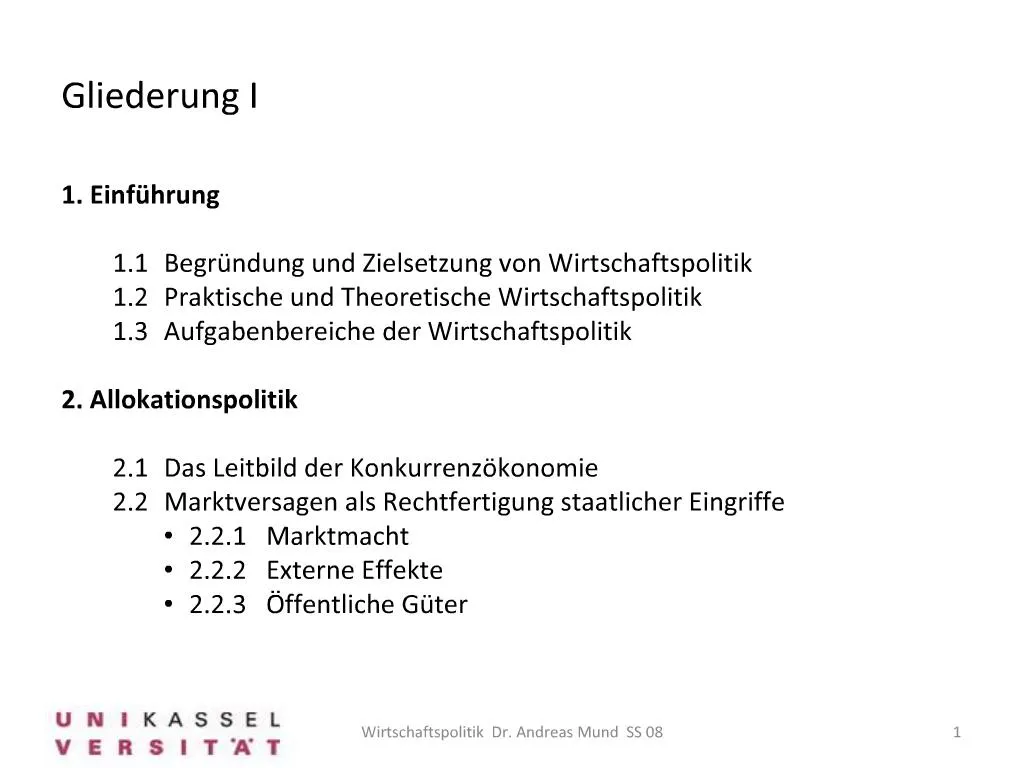 PPT - Gliederung I PowerPoint Presentation, Free Download - ID:794884