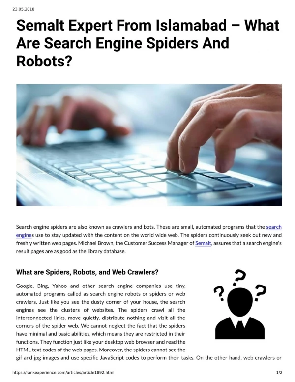 Semalt Expert From Islamabad What Are Search Engine Spiders And Robots
