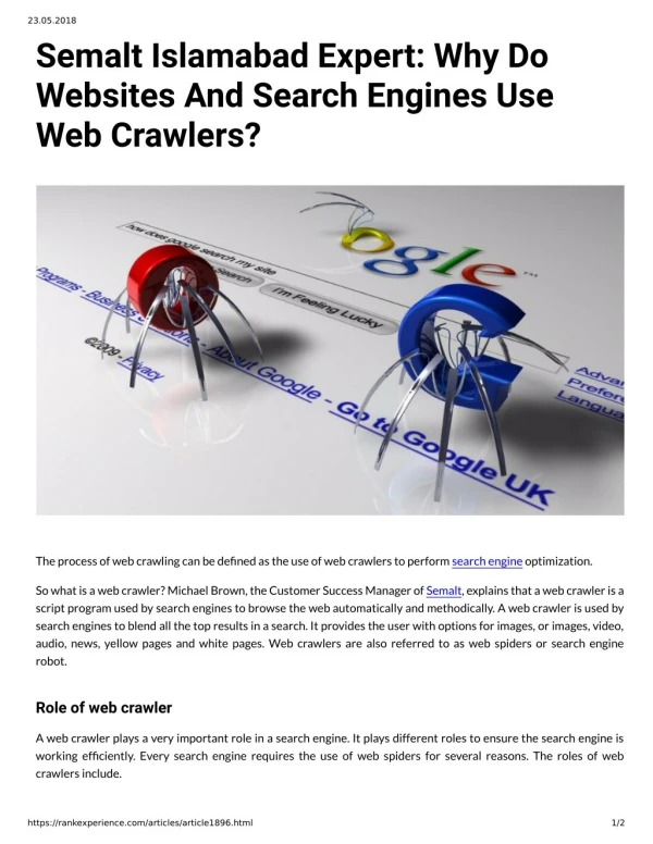 Semalt Islamabad Expert Why Do Websites And Search Engines Use Web Crawlers
