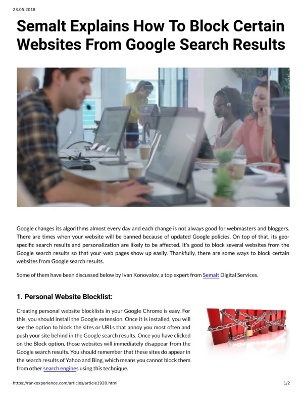 Semalt Explains How To Block Certain Websites From Google Search Results