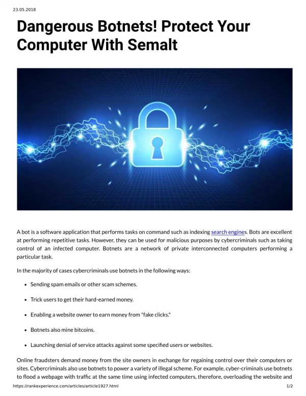 Dangerous Botnets Protect Your Computer With Semalt