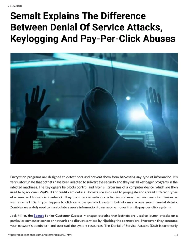 Semalt Explains The Difference Between Denial Of Service Attacks Keylogging And Pay Per Click Abuses