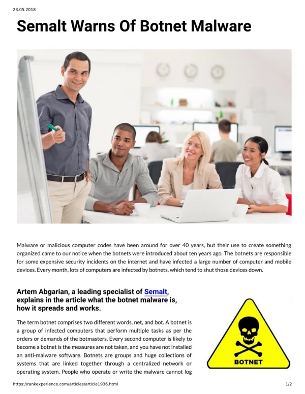 23 05 2018 semalt warns of botnet malware