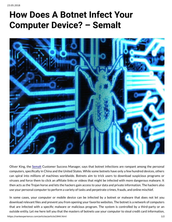 How Does A Botnet Infect Your Computer Device Semalt