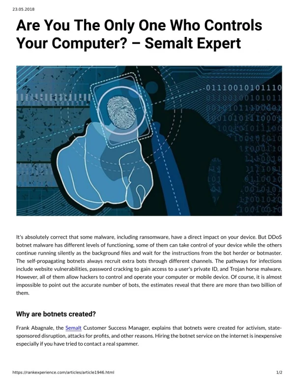 Are You The Only One Who Controls Your Computer Semalt Expert