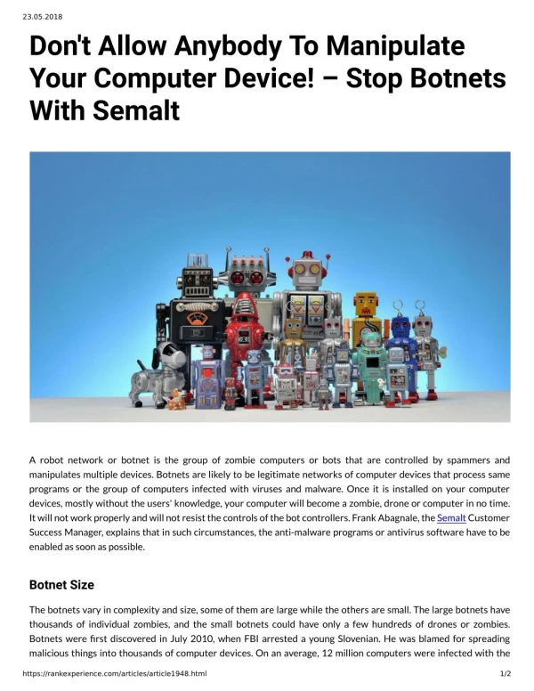 Don't Allow Anybody To Manipulate Your Computer Device Stop Botnets With Semalt