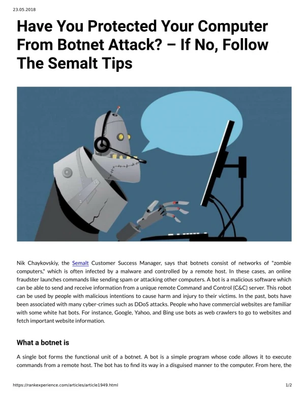Have You Protected Your Computer From Botnet Attack If No, Follow The Semalt Tips