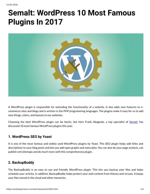 Semalt WordPress 10 Most Famous Plugins In 2017