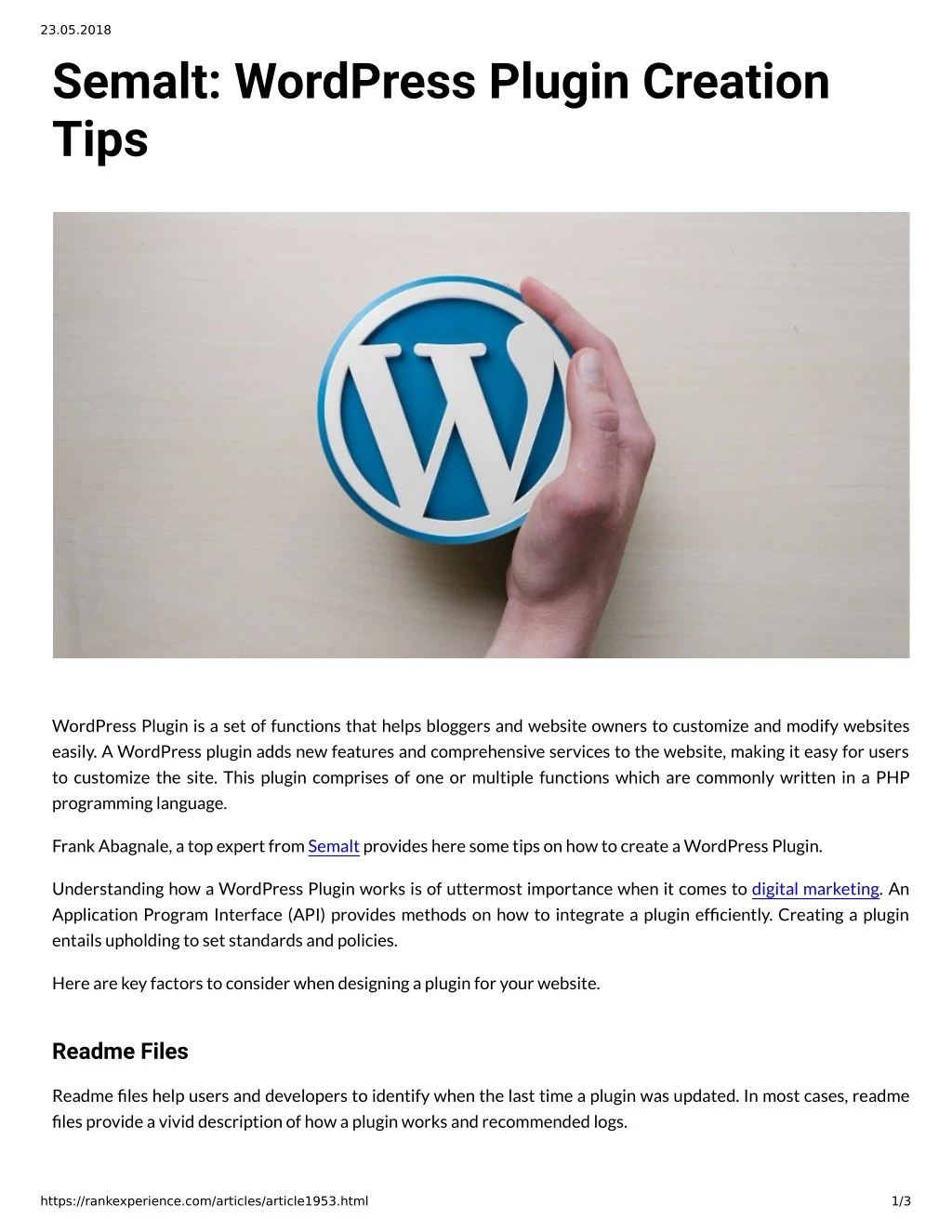 23 05 2018 semalt wordpress plugin creation tips