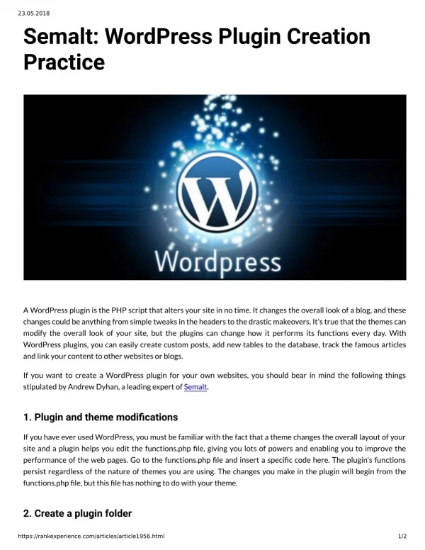 Semalt WordPress Plugin Creation Practice