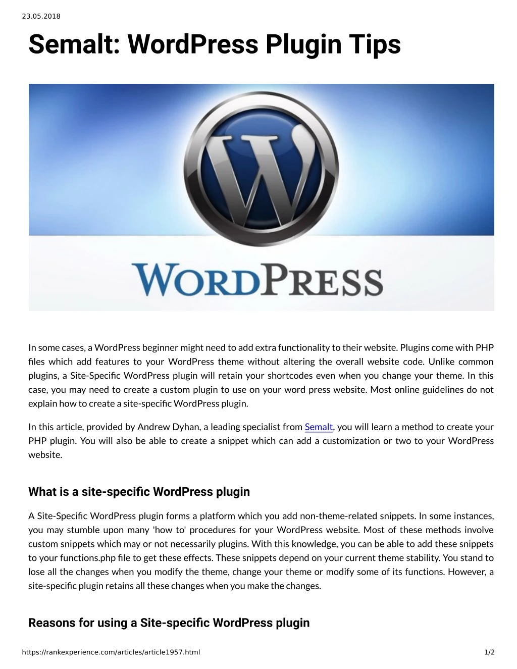 23 05 2018 semalt wordpress plugin tips