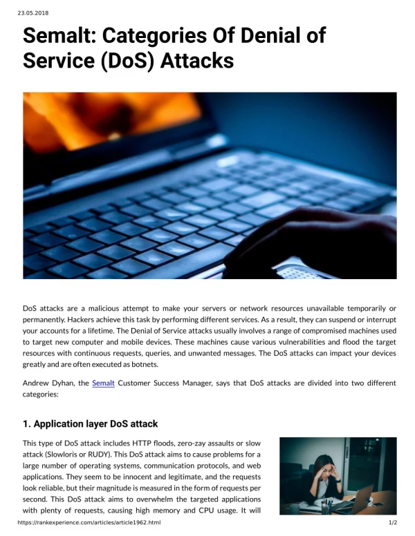 Semalt: Categories Of Denial of Service (DoS) Attacks