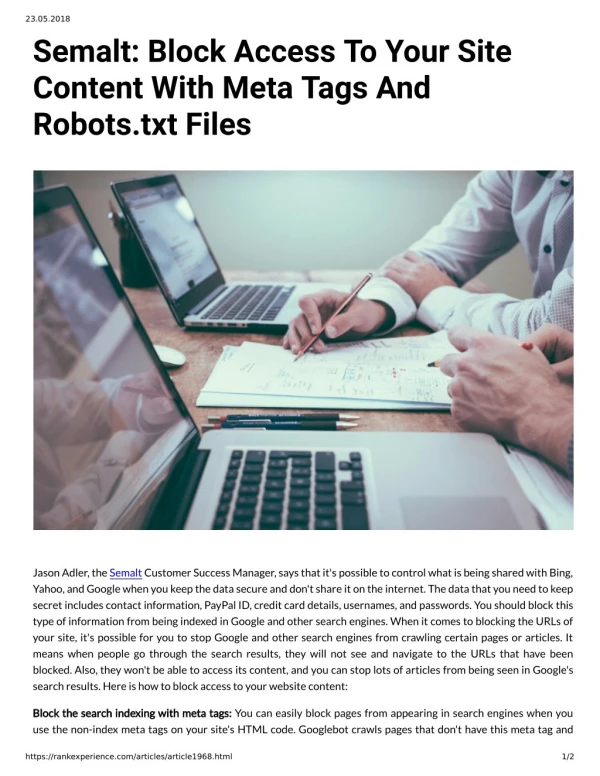 Semalt Block Access To Your Site Content With Meta Tags And Robots.txt Files