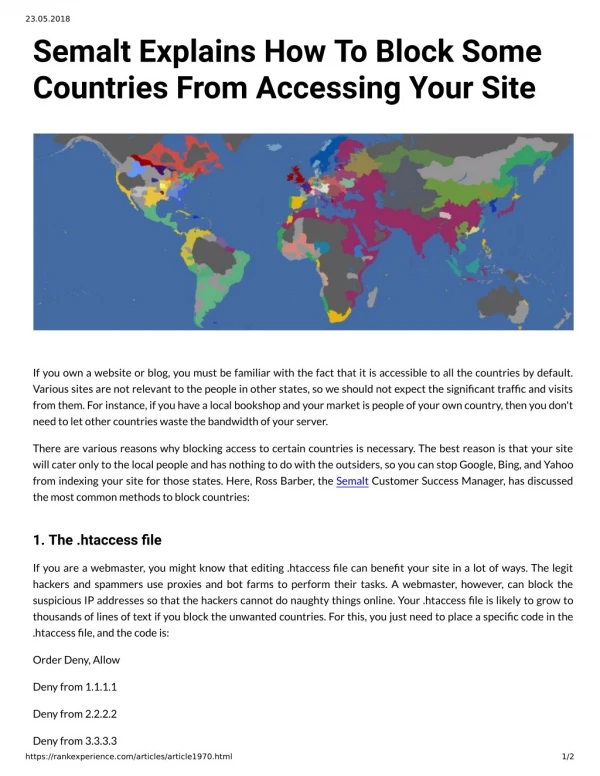 Semalt Explains How To Block Some Countries From Accessing Your Site