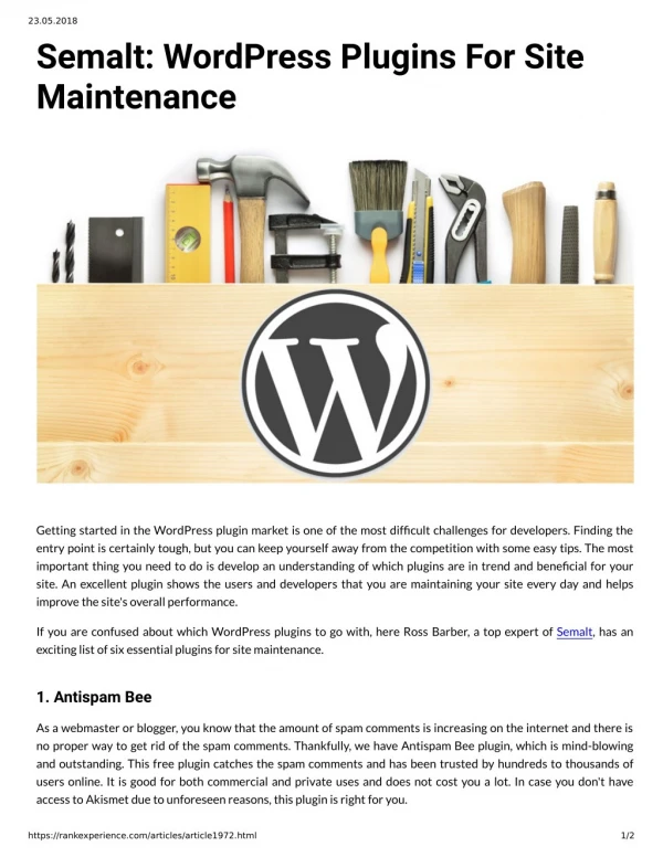 Semalt: WordPress Plugins For Site Maintenance