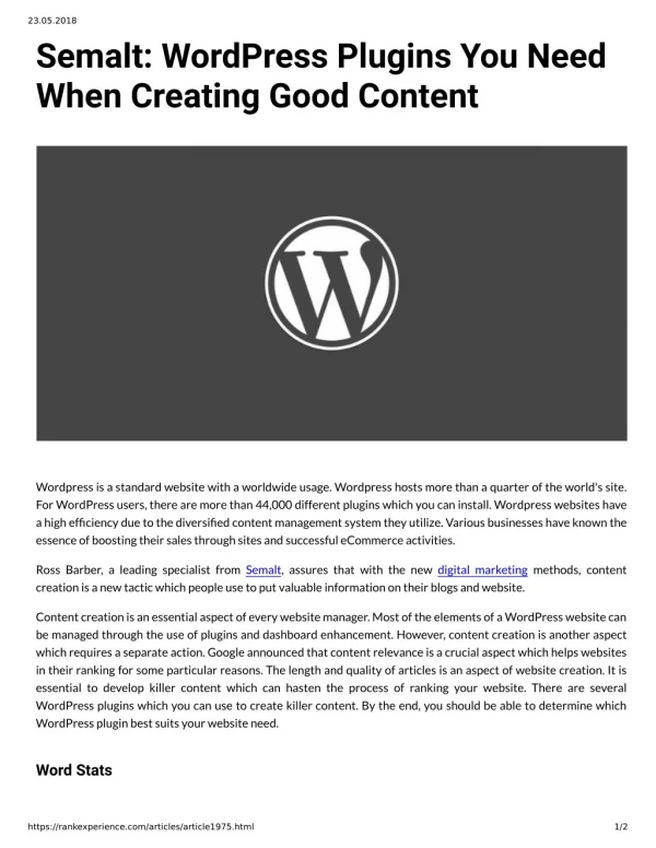 Semalt WordPress Plugins You Need When Creating Good Content