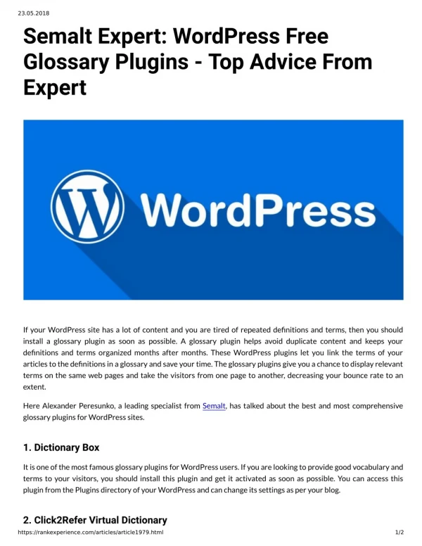 Semalt Expert WordPress Free Glossary Plugins Top Advice From Expert