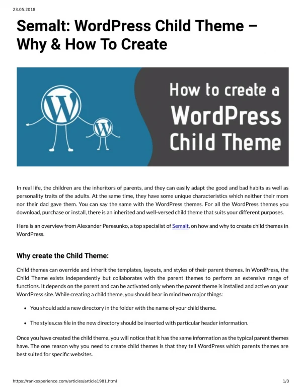 Semalt: WordPress Child Theme Why & How To Create