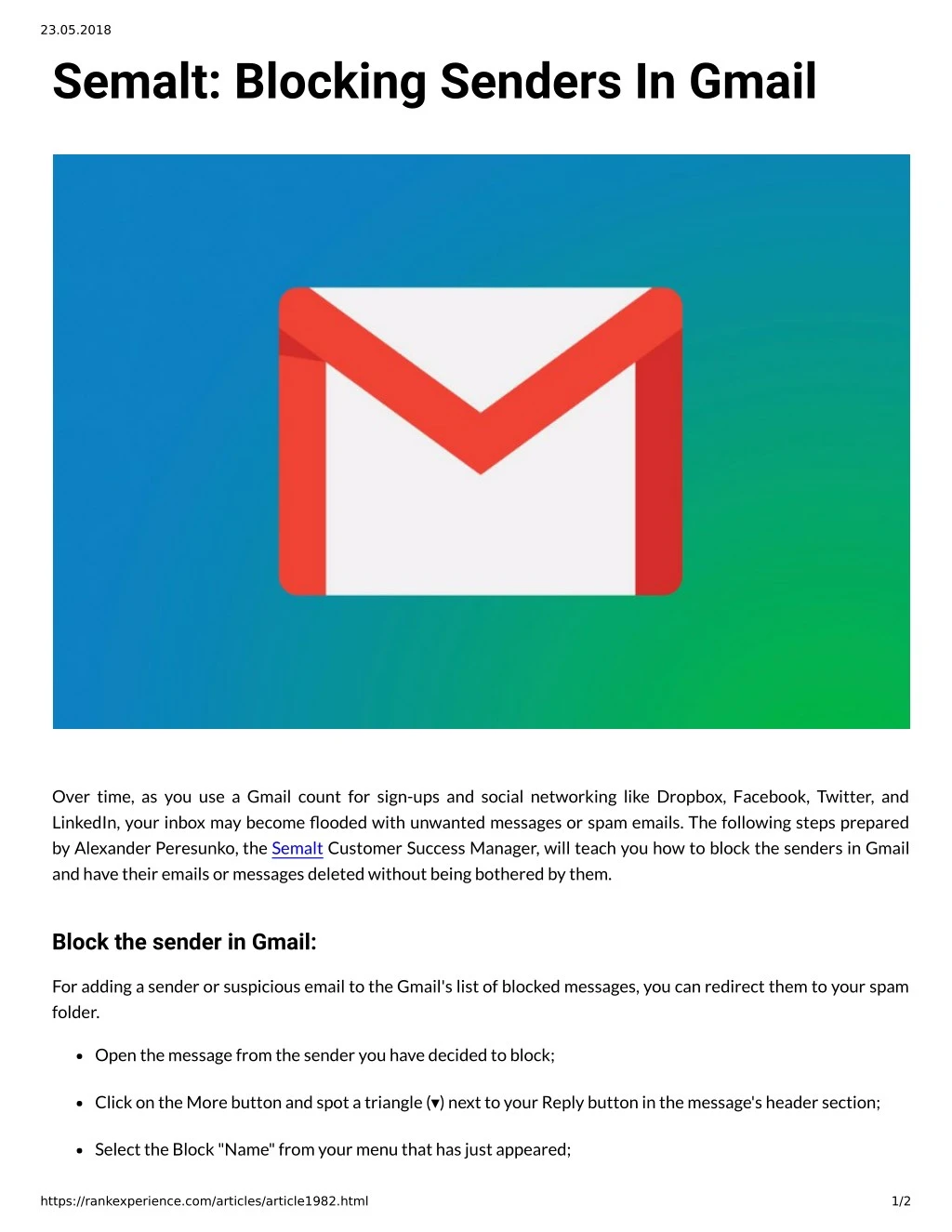 23 05 2018 semalt blocking senders in gmail