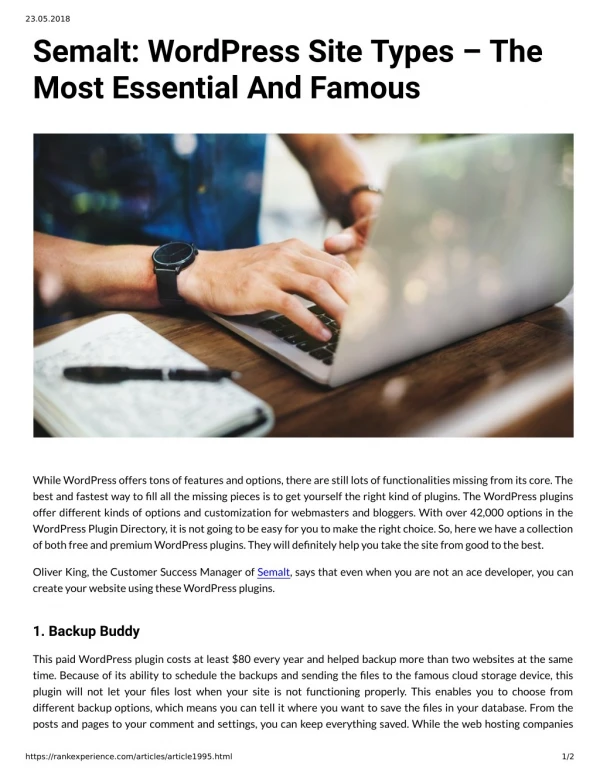 Semalt: WordPress Site Types The Most Essential And Famous