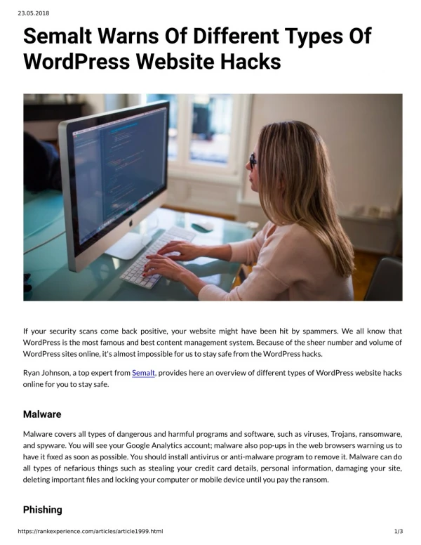 Semalt Warns Of Different Types Of WordPress Website Hacks