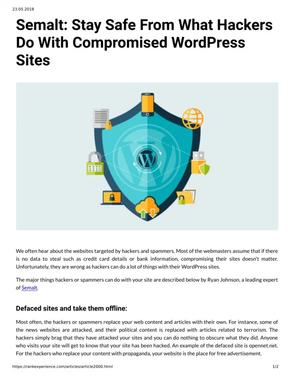 Semalt: Stay Safe From What Hackers Do With Compromised WordPress Sites
