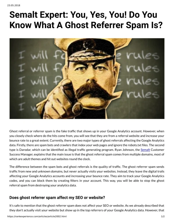 Semalt Expert: You, Yes, You! Do You Know What A Ghost Referrer Spam Is