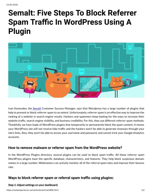 Semalt: Five Steps To Block Referrer Spam Traaffic In WordPRess Using A Plugin