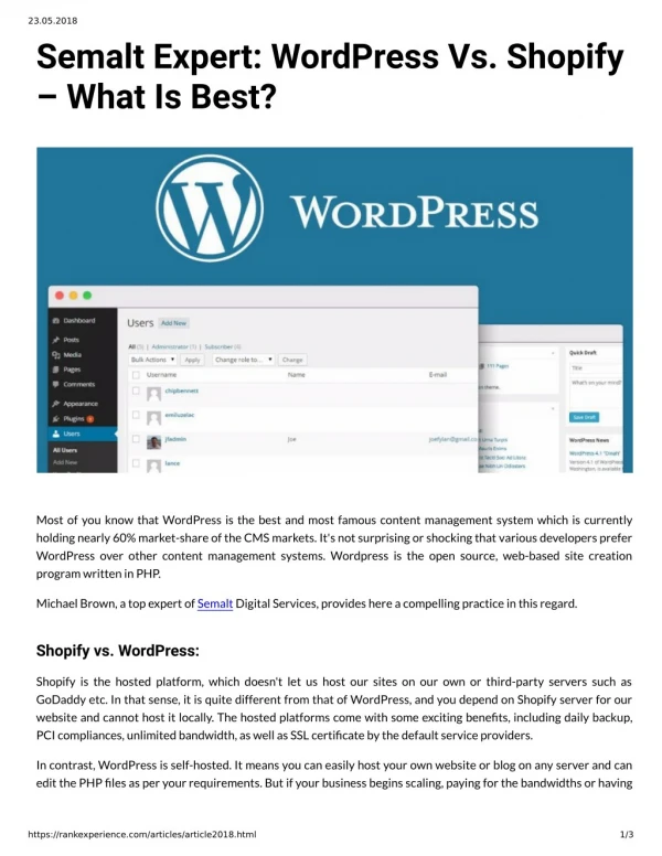 Semalt Expert: WordPress Vs. Shopify What Is Best