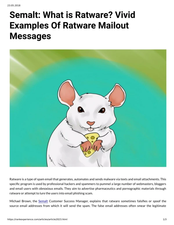 Semalt: What is Ratware Vivid Examples Of Ratware Mailout Messages