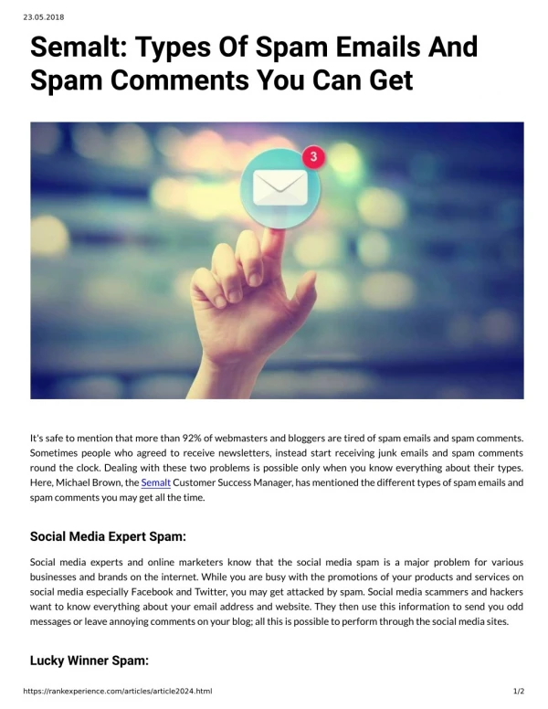 Semalt: Types Of Spam Emails And Spam Comments You Can Get