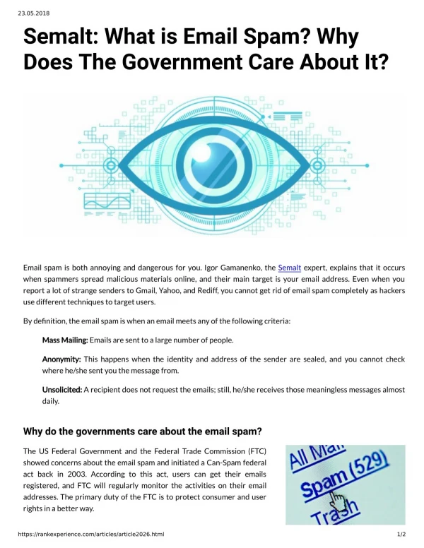 Semalt: What is Email Spam? Why Does The Government Care About It