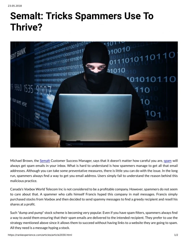 Semalt: Tricks Spammers Use To Thrive