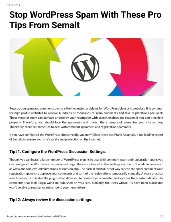 Stop WordPress Spam With These Pro Tips From Semalt