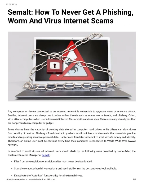 Semalt: How To Never Get A Phishing, Worm And Virus Internet Scams