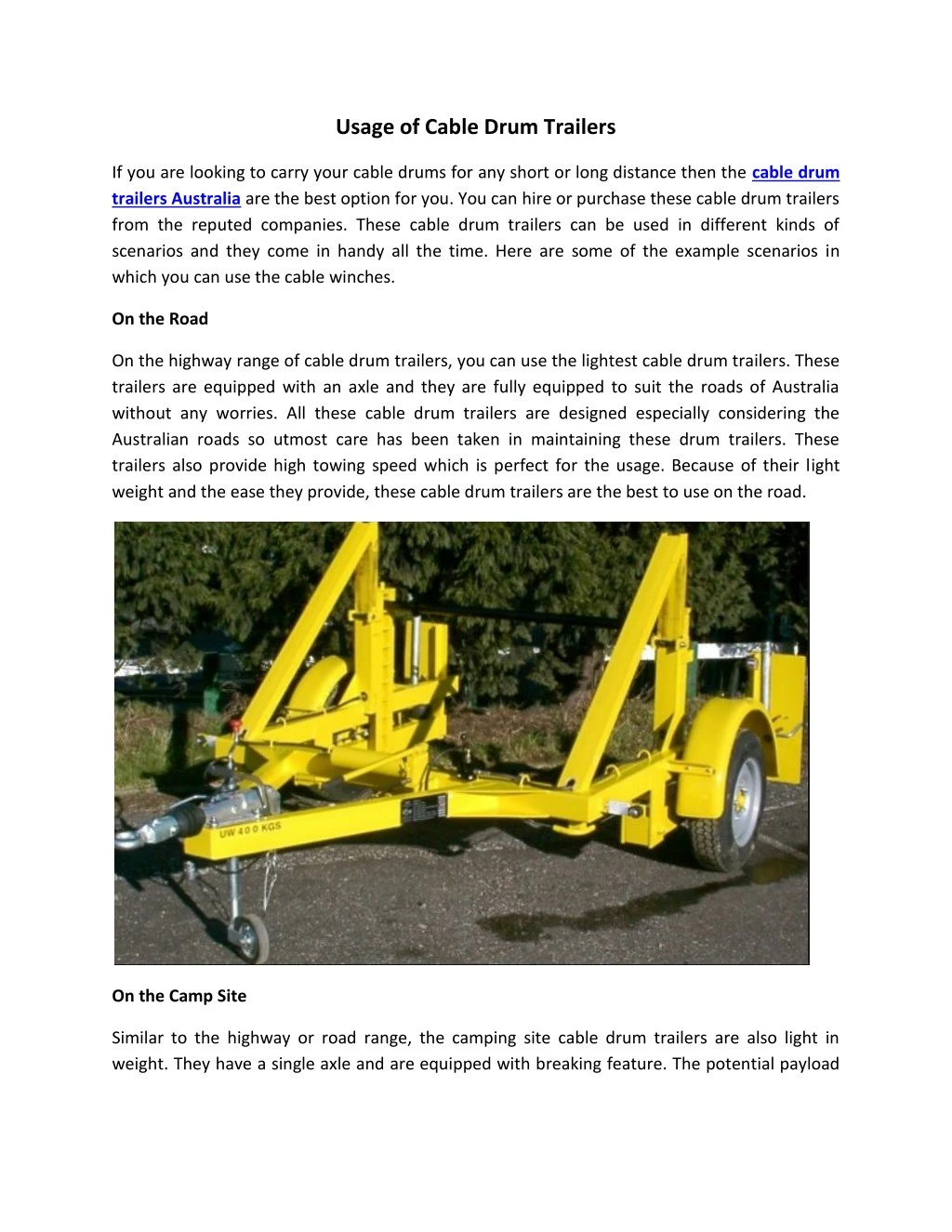 usage of cable drum trailers