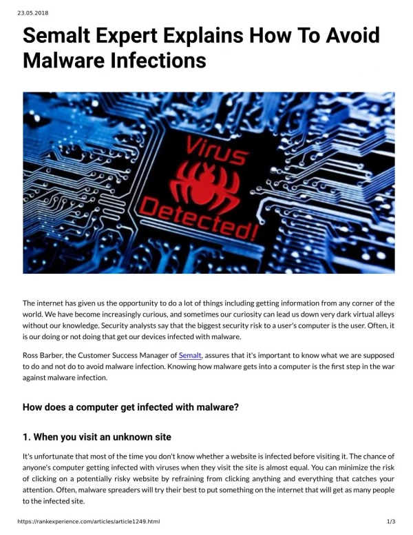 Semalt Expert Explains How To Avoid Malware Infections