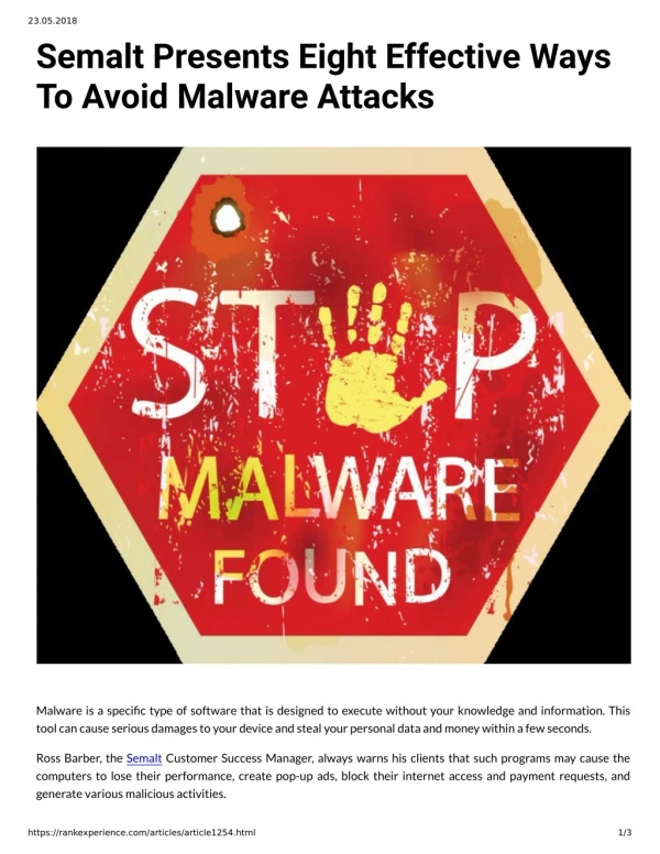 Semalt Presents Eight Effective Ways To Avoid Malware Attacks