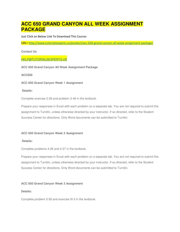 acc 650 grand canyon all week assignment package