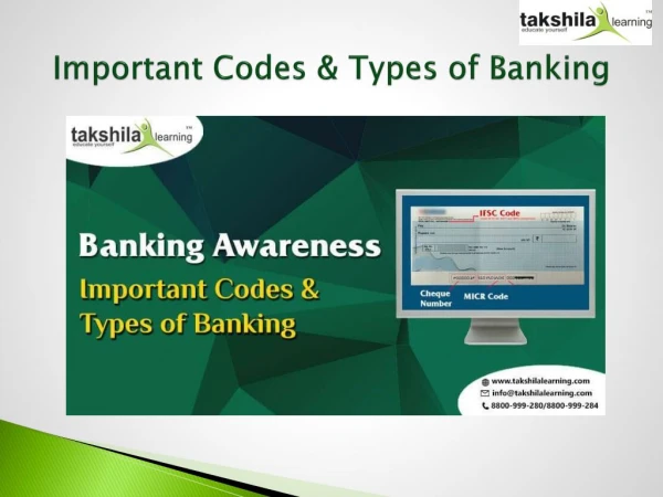 Important Codes & Types of Banking