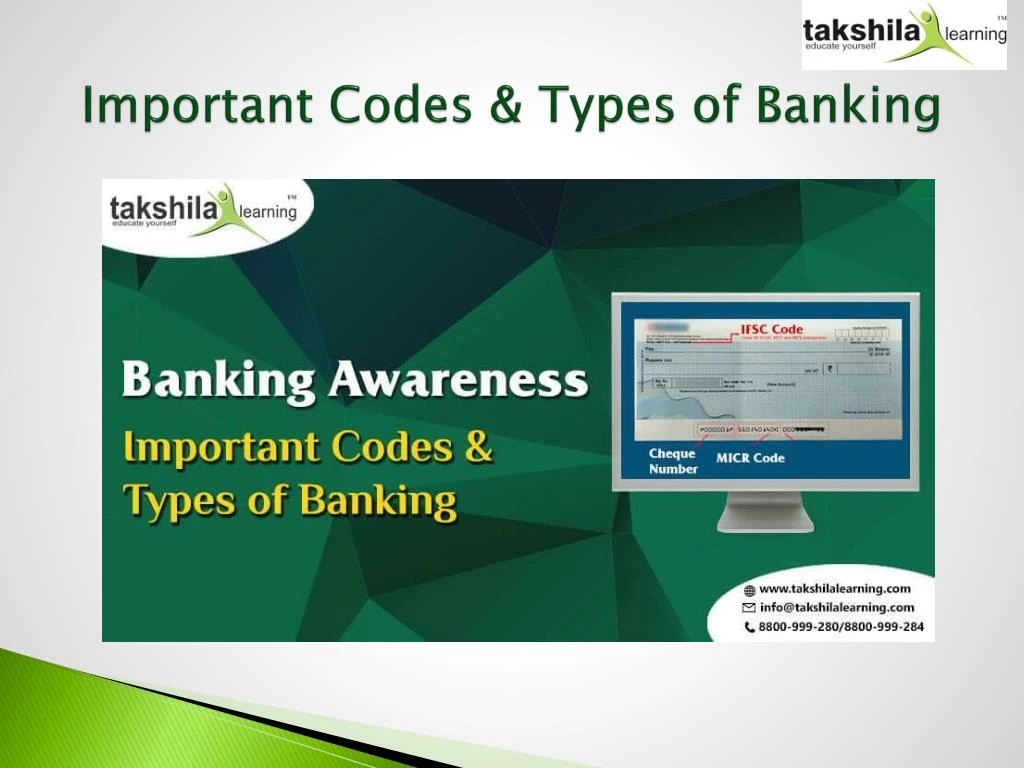 important codes types of banking