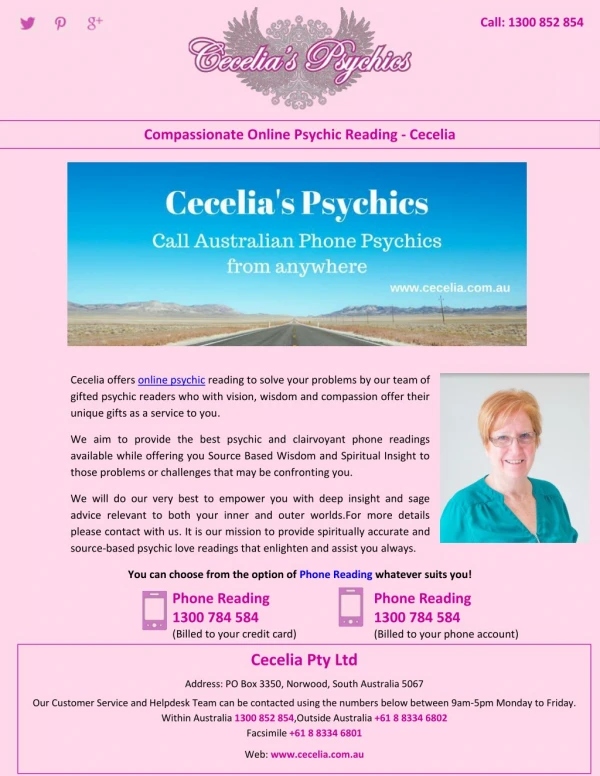 Compassionate Online Psychic Reading – Cecelia